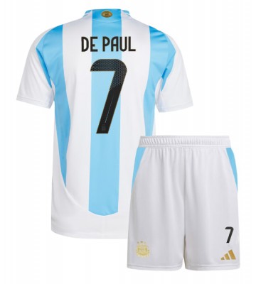 Argentina Rodrigo De Paul #7 Hemmakläder Barn Copa America 2024 Kortärmad (+ Korta byxor)